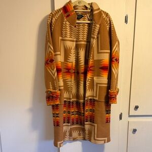 Pendleton Southwestern Patterned Coat in Brown and Orange
